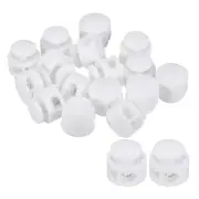 16Pcs 0.7" Dia Cord Locks Double Hole Cord Fastener White