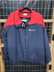 Budweiser Jacket Mens XL Thinsulate Full Zip Lined Coat Red Blue Block