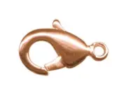 Clasp, 12 Copper Plated Brass 7x12x3mm Lobster Clasps with Closed Loop *
