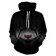 Art the Clown Hoodie Cartoon Manga Anime 3D Front Pocket Graphic Kangaroo Pocket For Couple's Men's Women's Adults' Halloween Carnival Masquerade 3D Print Casu