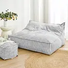 Cadence & Co. Oscar Faux Linen Two Seater Bean Bag Lounge Cover Charcoal
