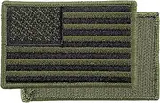 USA American Flag Patch 3 x 2 Tactical Hook & Loop Templar Armoury Military Premium Full Embroidered - Left Side - Red White Blue Multicam Green Gold Silver Black (Green and Black)