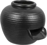 NULYLU Fountain Flowing Water Clay Pot Waterfall Mini Ornaments Fish Tank Decoration Outdoor Ornaments Garden Water Fountain Animals Wall Fountain Outdoor Home Decor Jar Black Ceramics