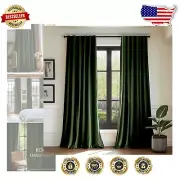 Luxurious Moss Green Velvet Thermal Insulated Curtains - 72" Long, Set of 2