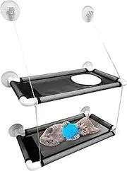 Cat Window Perches - Suction Cup Double Layer Window Cats Perch Ledge | Safety Pet Shelves, Space Saving, Breathable Mounted Kitten Seat