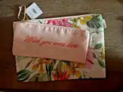 NWT Bando Ban.do pencil pouches Makeup Bags holders Flowers Wish You Were Here