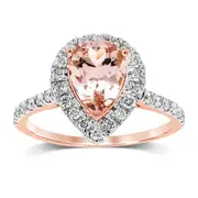 Pear Morganite Ring with 1.25ct of Diamonds in 9kt Rose Gold