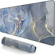 Atufsuat Extended Large Mouse Pad, XXL Gaming Mousepad 31.5 x 15.7 Inch, Big Computer Keyboard Desk Pad, Waterproof Mouse Mat with Stitched Edges and Non-Slip Base for Office Gaming, Dark Blue Marble