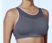 MAIDENFORM High Impact Cutout Mesh Panel Wireless Grey Pink Sports Bra Women 34A