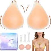 [MNAFAYY] Sticky Bra Adhesive Strapless Bra for Women Backless Dress Invisible Breast Lift Silicone Stick On Bra with Gift Box