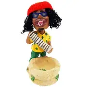 Rasta Bobble Head Ashtray - Jamaican Man with Accordion, Weed Accessory