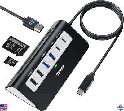 9-in-1 USB-C Docking Station, 4K HDMI, PD 100W, SD/TF, Aluminum Hub