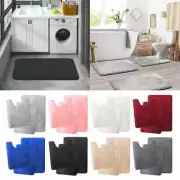 Set of 3 Bathroom Rugs Memory Foam Bath Mat Nonslip Toilet Mats Super Absorbent