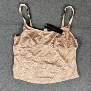 Donna Karen Intimates Sheer Camisole Cami Bra Champagne Metallic Gold Crop Top
