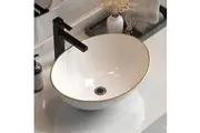 Cefito Bathroom Basin Ceramic Vanity Sink Hand Wash Bowl Gold Line 41x34cm