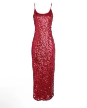 ASOS TopShop Red Sequin Bodycon Midi Dress Size 6