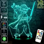 YODA JEDI LIGHT SABRE3D LED Night Light 7 Colour Change Room Lamp Battery USB