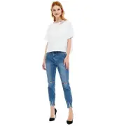 ONE TEASPOON Freebird High Waist Ankle Zip Distressed Crop Jeans Size 27