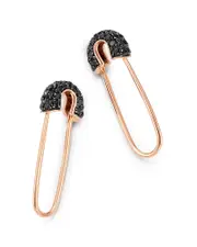 Bloomingdale's Fine Collection Black Diamond Safety Pin Earrings in 14K Rose Gold, 0.55 tcw