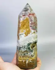 1.41lb Natural Ocean Jasper Agate Geode Crystal Tower Wand Point Healing Mineral