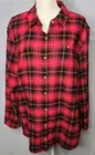On 34th Plus Size Cotton Flannel Plaid Tunic Shirt Color Burgundy Combo Size 3X