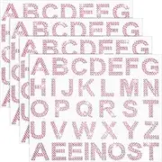 136 Pieces Rhinestone Iron-on Letter Large Glitter Bling Alphabet Sticker Crystal Gemstone Border Self-Adhesive 34 Letters Sticker for Art Craft Clothing Fabric(Pink)