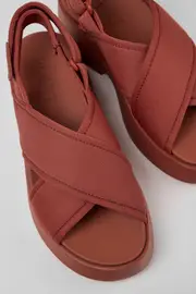 Tasha Red Textile Cross-strap Sandal for Women