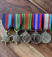 Replica Mini, 39-45 Star, Pacific Star, Defence, War Medal,ANZAC, Mounted WWII