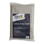 Paint Partner 2.6 x 3.6m Plastic Backed Canvas Drop Sheet Painting Materials