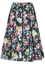 3.1 Phillip Lim Flowerworks Floral-print Cotton-poplin Midi Skirt - Black Multi - 4 (UK8 / S) 4 (UK8 / S)