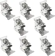 MUKLEI 8 Pack 0-90-180 Degree Foldable Support Bracket, Self-Locking Hinge Table Leg Brackets with Mounting Screws, Corner Brace for Folding Legs, Folding Workbench, Silver