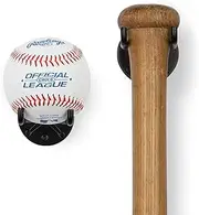 Wallniture Sporta Baseball Holder, Baseball Bat Wall Mount Display Stand for Man Cave Decor, Sports Memorabilia Ball Storage Rack Set of 2 Black