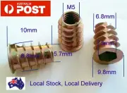 Qty 100 M5 Wood Timber Threaded Flange Insert Zinc Steel Alloy Allen Hex Nut