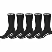 Globe Socks 5 Pack Blackout Crew Black Size 12-15 Skateboard Sox