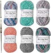 Rissunkv Scrubby Yarn for Dishcloths - Crocheting Yarn Scrubby Assortment Dishcloths Yarn | Assorted Crocheting Weaving Yarn, Exquisite Polyester Yarn