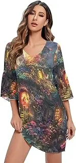 [RPLIFE] Vibrant Fairy House Ladies Chiffon Dress Printed Line Maternity Dress S-XXL