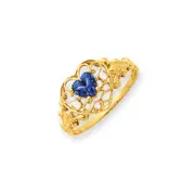 14k Yellow Gold Blue Topaz Birthstone Ring