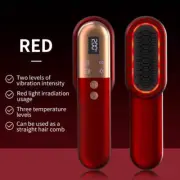 Red Mini Rechargeable Ionic Hair Straightening Comb | Portable Wireless Vibratio