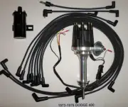small cap DODGE 1973-78 400 BLACK HEI Distributor + 45K Coil + Spark Plug Wires