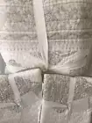 Pottery BARN MYA Block PRINT COTTON Queen Quilt +2 Euros Boho Farmhouse White