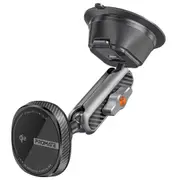 Promate FlexiGrip 15W MagSafe Qi2 Wireless Charger with Flexible Dual Ball Joints for BetterViewingAngles, Windshield or Dashmount, Cradleless 360 Design. [FLEXDRIVE-QI2]