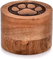 EDHAS Acacia Wood Decorative Urns Funeral Cremation Urn for Ashes for Dogs, Pet Urns for Cats (3.5" x 3.5" x 2.5")