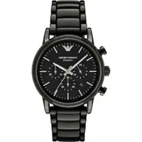 在飛比找樂天市場購物網優惠-EMPORIO ARMANI 亞曼尼 復古黑鋼計時腕錶/黑面