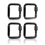 4 Pcs Square Carabiner with Screw Clasps Outdoor Camping Keychain Clip Hook