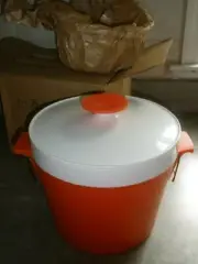 NEW NOS Vintage GENI Ice Bucket Locking Lid Orange