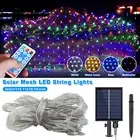 Solar LED Fairy String Net Lights Curtain Mesh Christmas Party Outdoor Garden