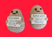 Mini Funny Knitted Wool Potato Toy with Positive Card Creative & Cute