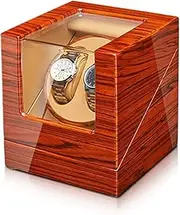 Watch Winder Automatic Box Motors Flexible Wood Shell Finish Fit Lady and Man(2+0) LWX