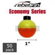 1" inch Round ORANGE & YELLOW Fishing Bobbers Floats - 50 count