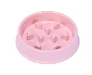 2pc Pet Dog Bowl Slow Feeder Plastic Anti Choking Puppy Cat Eating Dish Bowl Anti-Gulping Food Plate pink color